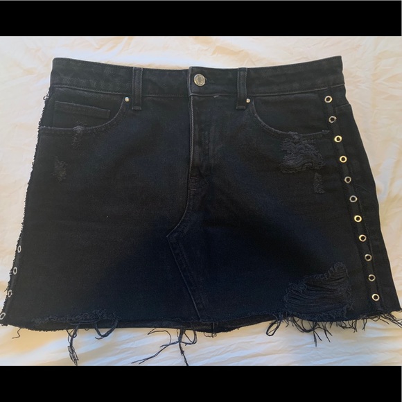 zara black jean skirt